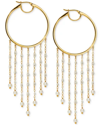 Ajoa by Nadri Imitation Pearl Fringe Hoop Earrings