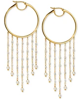 Ajoa by Nadri Imitation Pearl Fringe Hoop Earrings