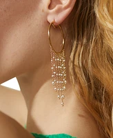 Ajoa by Nadri Imitation Pearl Fringe Hoop Earrings