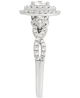 Diamond Oval Multi-Halo Twist Engagement Ring (1 ct. t.w.) in 14k White Gold