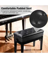 Yescom Piano Bench Pu Leather Storage Adjustable Height Padded Seat Keyboard Black