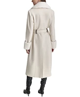 Dkny Women's Faux-Fur-Trim Single-Breasted Belted Coat