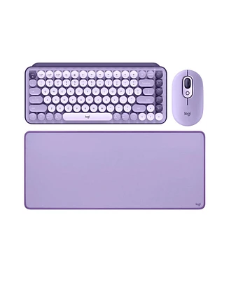 Logitech Pop Keys Wireless Mechanical Keyboard with Emoji Keys (Cosmos) Bundle