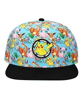 Pokemon Boys Characters Aop Youth Light Blue Snapback Cap