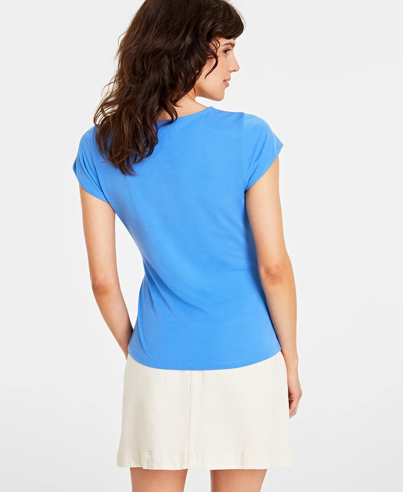On 34th Women's Knit Side-Tie T-Shirt, Created for Macy's