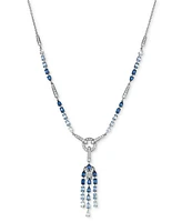 Le Vian Denim Ombre Sapphire (7-1/20 ct. t.w.) & White Sapphire (2-3/4 ct. t.w.) Chandelier 19" Lariat Necklace in 14k White Gold