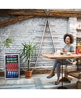 Newair 126 Can Freestanding Beverage Fridge in Stainless Steel with Adjustable Shelves