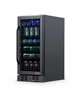 Newair 15" Built-in 96 Can Beverage Fridge in Stainless Steel with Precision Temperature Controls and Adjustable Shelves