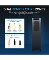 Newair Shadow-t Series Wine Cooler Refrigerator 18 Bottle Dual Temperature Zones, Freestanding Mirrored Wine Fridge with Double-Layer Tempered Glass D