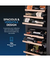 Newair Shadow Series Wine Cooler Refrigerator 56 Bottles Dual Temperature Zones, Freestanding Mirrored Wine and Beverage Fridge with Double-Layer Temp