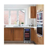 Newair 15" Built-in 96 Can Beverage Fridge in Stainless Steel with Precision Temperature Controls and Adjustable Shelves