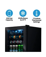 Newair 126 Can Freestanding Beverage Fridge in Onyx Black with Adjustable Shelves