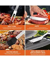 Commercial Chef Premium 25 Piece Stainless Steel Barbeque Grill Tool Set with Aluminum Hard Case