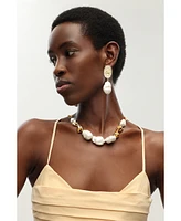 Matted Gold Sculpted Oversized Baroque Pearl Drop Earrings