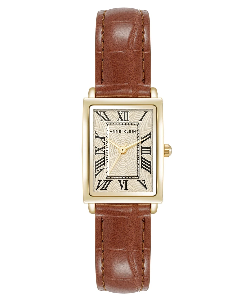 Anne Klein Women's Quartz Brown Leather Band Watch, 21mm