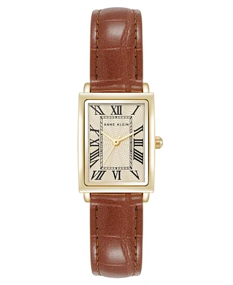 Anne Klein Women's Quartz Brown Leather Band Watch, 21mm