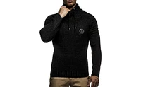 Leif Nelson Men's Knitted Winter Pullover with Shawl Collar Sweater Hoodie Sweatshirt Slim Fit Long Sleeve