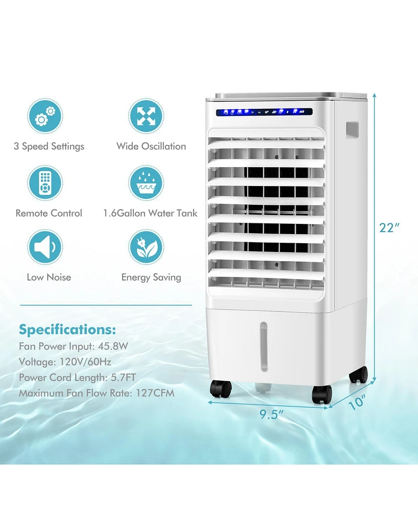 Slickblue 3-in-1 Evaporative Portable Air Cooler with 3 Modes include Remote Control-White