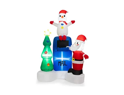 Slickblue 6 Feet Lighted Christmas Inflatable Mailbox Santa Claus Snowman Christmas Tree