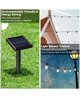 Yescom 48 Ft Solar String Lights Outdoor 15 Led Bulbs Shatterproof Lamps Patio Night Barbeque Bistro Cafe Christmas Decoration 2 Pack