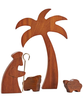 Nambe Acacia Wood Shepherd & Sheep 4-Pc. Nativity Set