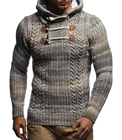 Leif Nelson Men's Knit Hoodie with Toggle Closures – High Collar Design