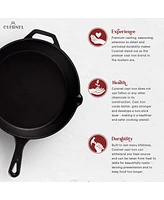 Cuisinel Cast Iron Skillet Set - 8" + 12"-Inch Frying Pan + Glass Lids