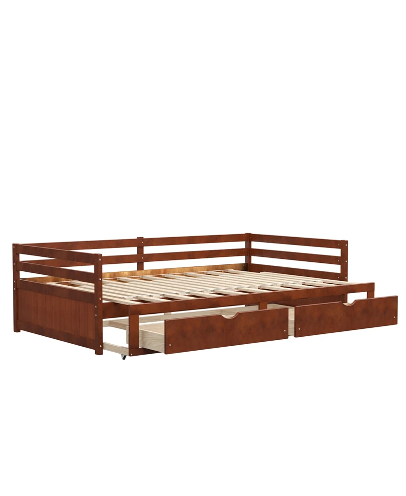 Slickblue Extendable Twin to King Daybed with Trundle and 2 Storage Drawers