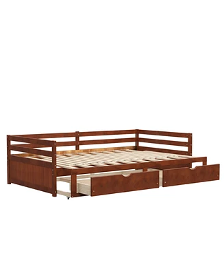 Slickblue Extendable Twin to King Daybed with Trundle and 2 Storage Drawers