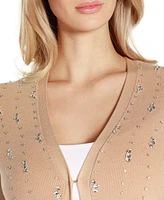 Belldini Black Label Rhinestone Embellished Open-Front Cardigan