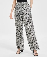 Bar Iii Women's Printed Wide-Leg Pants, Created for Macy's