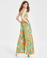 Bar Iii Women's Floral-Print Cutout Jumpsuit, Created for Macy's