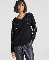 Charter Club Women's Cashmere Faux-Pearl Double V-Neck Sweater, Regular & Petite, Created for Macy's