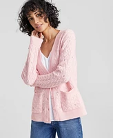 Charter Club Women's Cashmere Embellished Textured Cardigan, Created for Macy's