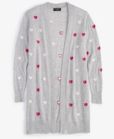 Charter Club Women's Cashmere Heart-Embroidered Long Open Cardigan, Regular and Petite, Created for Macy's