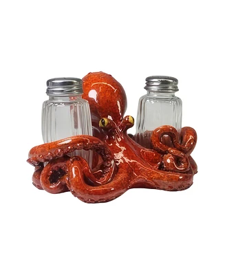 Fc Design 6"W Red Octopus Salt & Pepper Shaker Holder Home Decor Perfect Gift for House Warming, Holidays and Birthdays