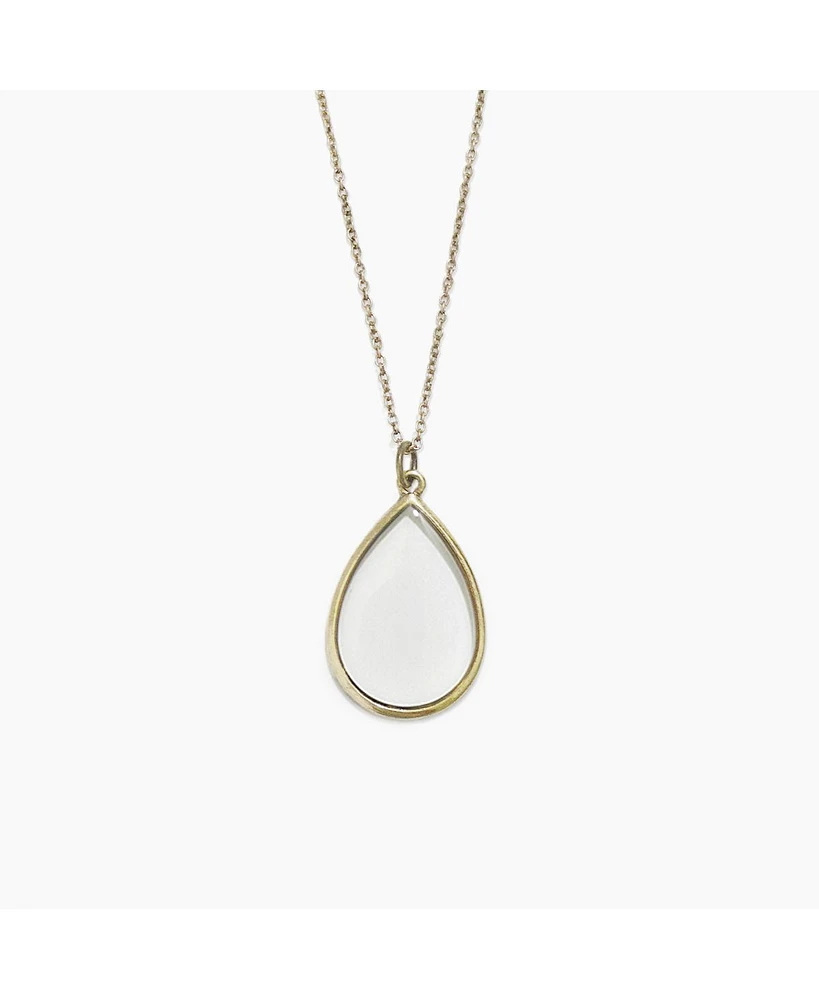 sanctuaire Dainty Stained Glass Tear Drop Necklace Antique Gold