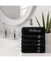 Makeup Remover Fingertip Towels (Pack of 6), Soft Coral Fleece Microfiber Washcloths for Make Up, Embroidered, 11 x 17 in.