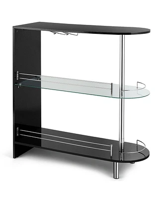 Slickblue 2-holder Bar Table with Tempered Glass Shelf