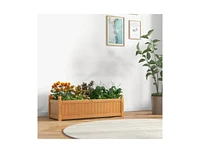 Slickblue Wooden Rectangular Garden Bed with Drainage System-Natural