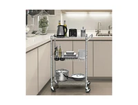 Slickblue 3-Tier Rolling Utility Cart with Handle Bar and Adjustable Shelves