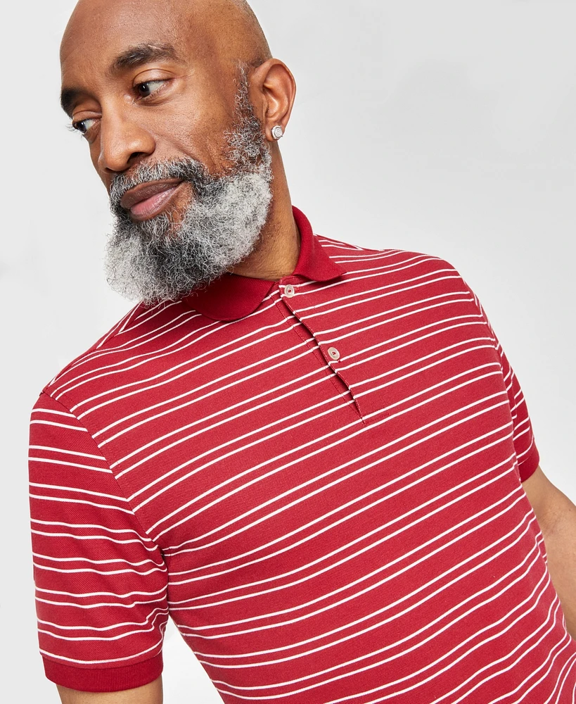 Club Room Men's Striped Short-Sleeve Polo Shirt