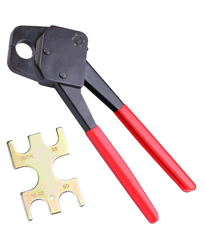 Yescom 3/4" Pex Crimper Copper Ring Crimping Plumbing Tool Crimp W/ Gonogo Angle Gauge