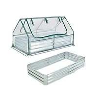 Slickblue 6 x 3 x 3 Feet Galvanized Raised Garden Bed with Greenhouse