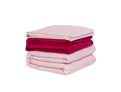 Slickblue 10lbs 3 Pieces Heavy Weighted Duvet Blanket-Pink