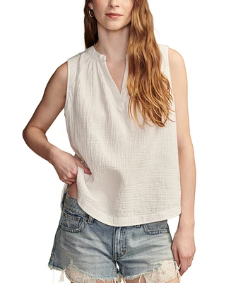 Lucky Brand Women's Cotton Sleeveless Popover Shirt
