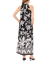 Vince Camuto Women's Tropical Print Halter-Neck Maxi Dress