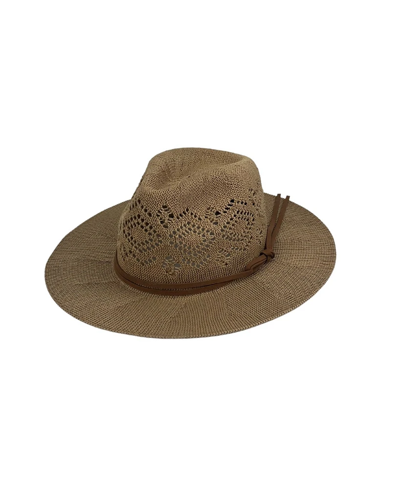 Marcus Adler Women's Packable Panama Hat with Suede Trim