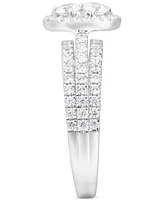 Diamond Halo Cluster Engagement Ring (1-1/2 ct. t.w.) in 14k White Gold