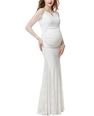 kimi + kai Maternity Lace Trim Mermaid Maxi Dress